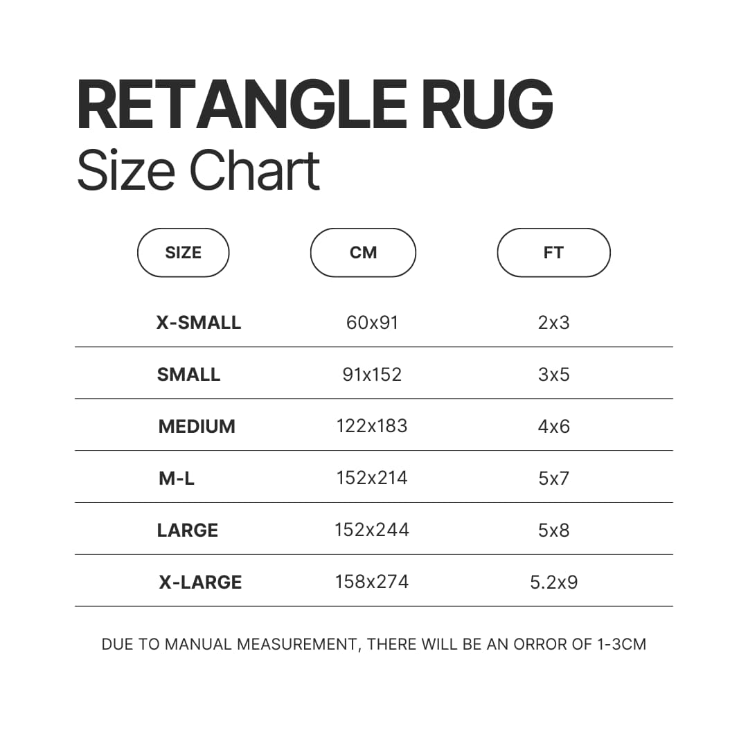 Retangle Rug Size Chart - Slam Dunk Shop